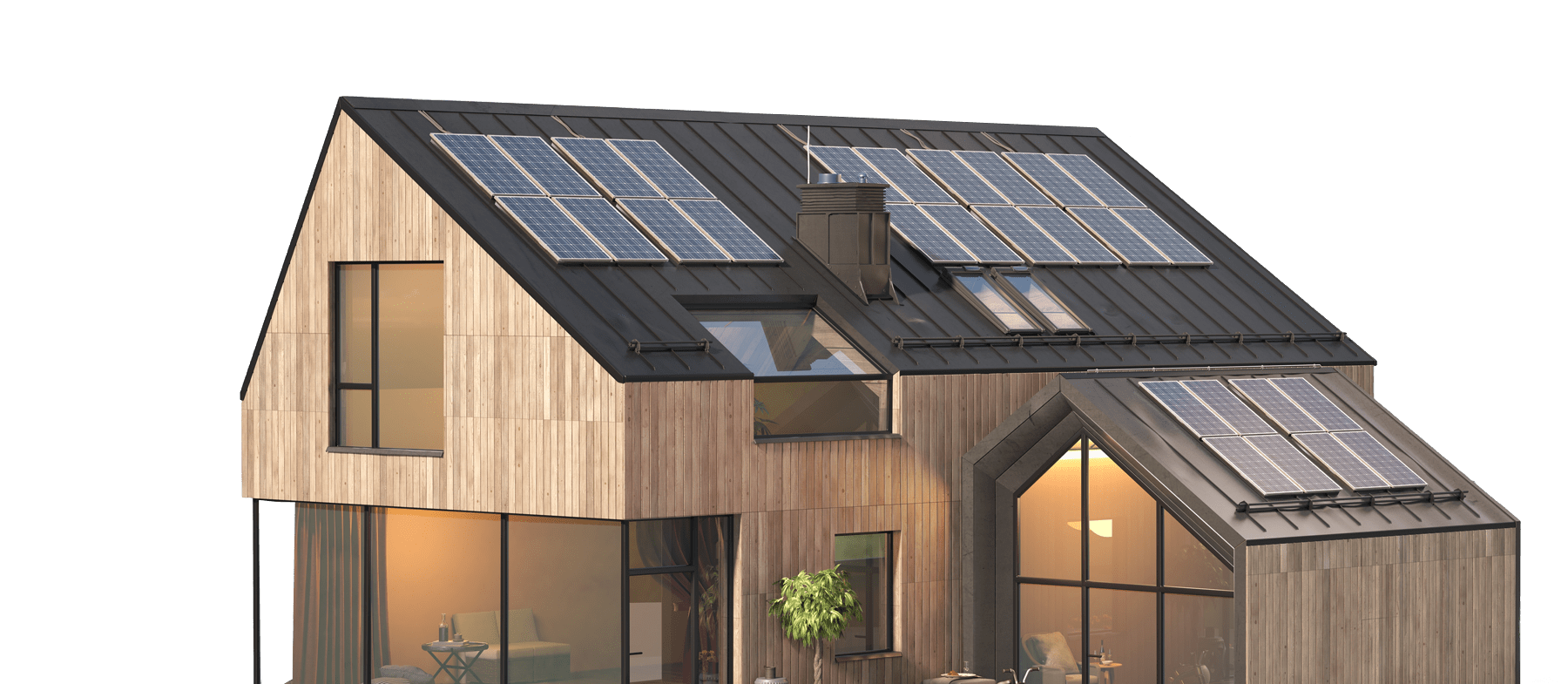 Haus Photovoltaik Solarmodule freigestellt Gebäudetechnik Böttcher